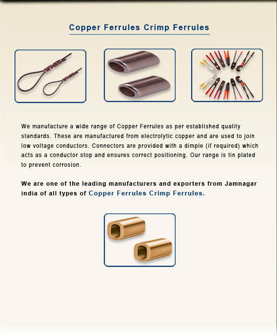 Copper Ferrules Crimp Ferrules